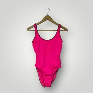 Vintage Backflips One‎ piece Swimsuit Barbie Pink Sz Medium Neon